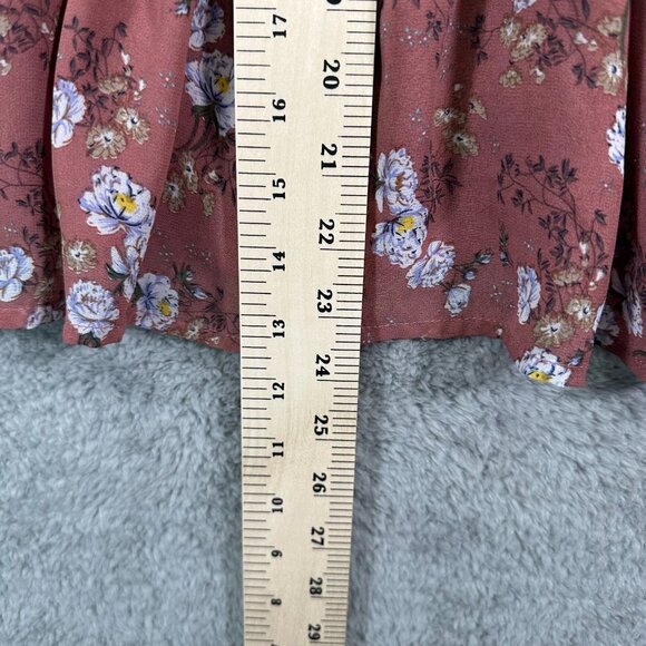 Entro Top Ladies Blue w/ Metallic Gold Leopard 3/4 Sleeves Ruffled - Picture 8 of 9